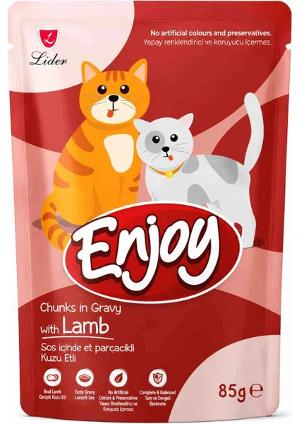 ENJOY KUZULU YAS MAMA 85GR ENJOY Kuzu Etli Kedi Yaş Mama 85 gr - Görsel 1