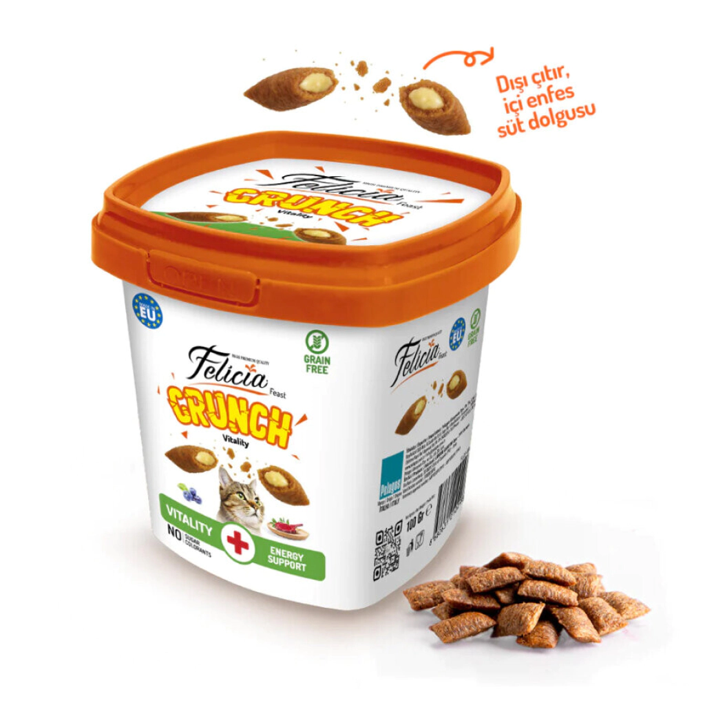 FELİCİA BISKUVI ODUL FELİCİA Vitality Crunch Sığır Etli Yaban Mersinli ve Sütlü Kedi Ödül Maması 100gr - Görsel 1