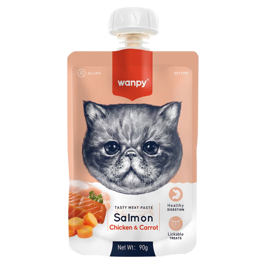 WANPY EZME SOMON ODUL WANPY Somonlu Tavuklu ve Havuçlu Ezme Kedi Ödül Maması 90gr - Görsel 1
