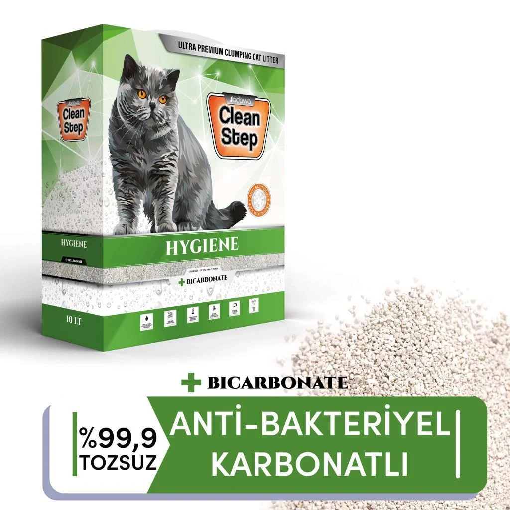 jadawa hıjyen kum Jadawa Clean Hijyen Bikarbonatlı Antibakteriyel Topaklanan Kokusuz İnce Tane Bentonit Kedi Kumu 10 LT - Görsel 1